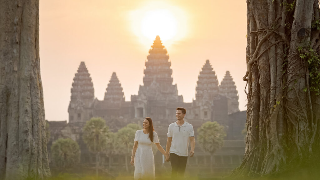 Couple at Angkor Wat on a photoshoot with Siem Reap Photographer