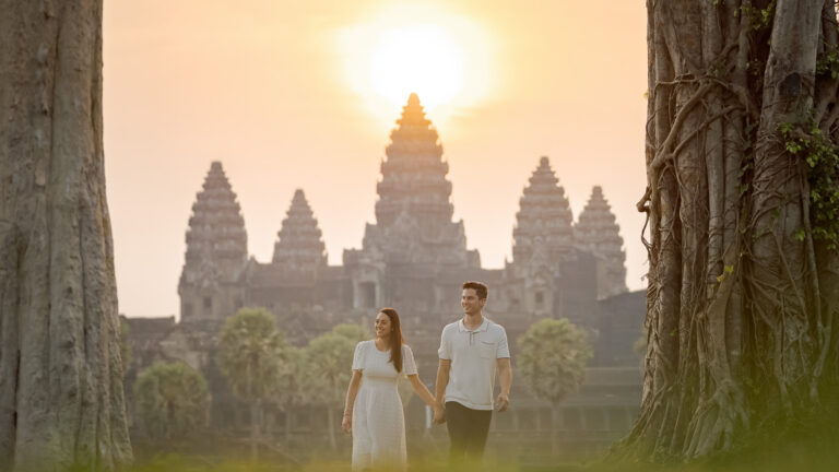Couple at Angkor Wat on a photoshoot with Siem Reap Photographer