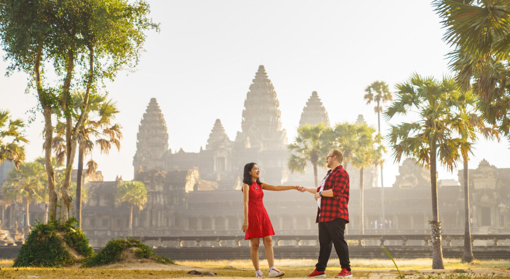 Couple at Angkor Wat, photographed by Siem Reap Photographer