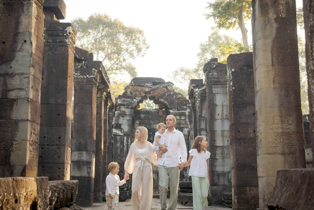 Family Photoshoot at Beantey Kdei Temple, Siem Reap, photographed by Siem Reap Photographer