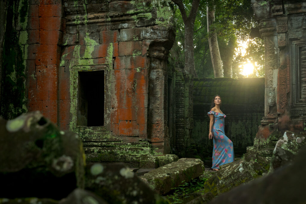 Solo Traveler at Ta Prom Temple on a Photoshoot with Siem Reap Photographer