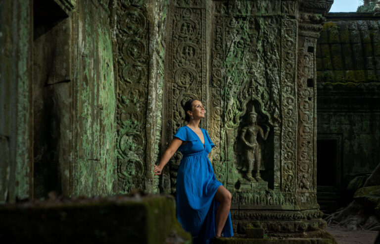 Solo Traveler at Ta Prom Temple on a Photoshoot with Siem Reap Photographer