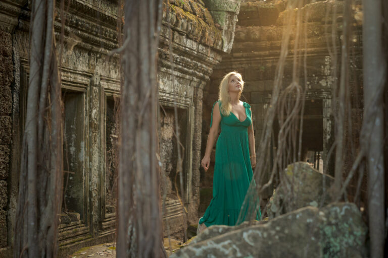 Solo Traveler at Ta Prom Temple on a Photoshoot with Siem Reap Photographer