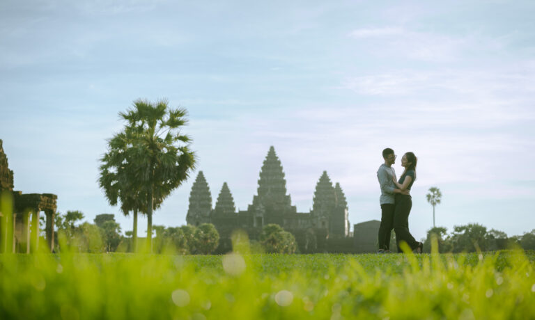 Couple at angkor wat on a siem reap photographer photoshoot