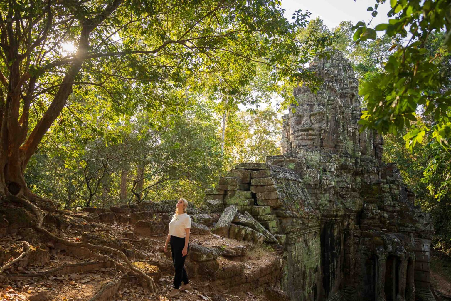 Lady in Angkor on a Photoshoot with Siem Reap Photographer