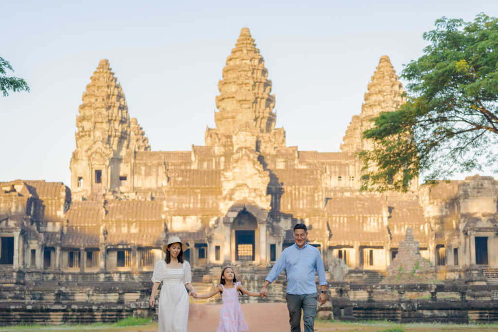 Family at Angkor Wat on a Photoshoot with Siem Reap Photographer