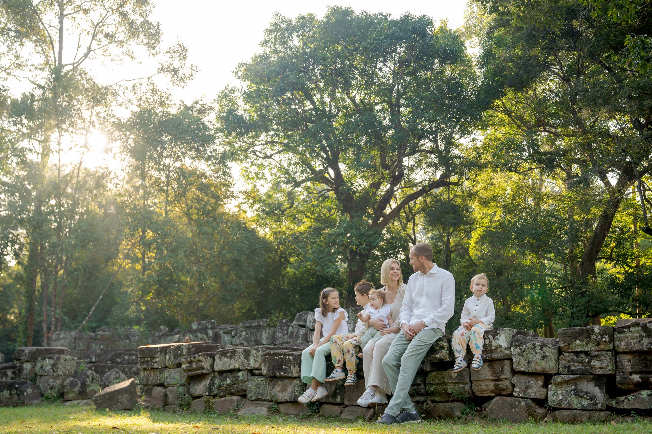 Family at Beantey Kdei Temple on a Photoshoot with Siem Reap Photographer