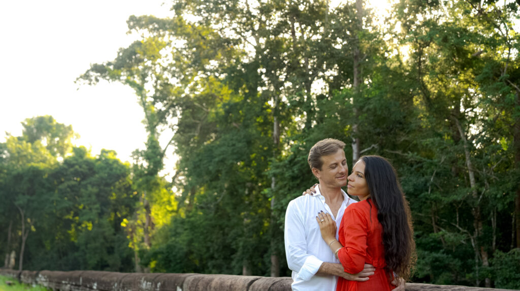 Couple at Angkor Wat at Sunrise on a photoshoot with Siem Reap Photographer