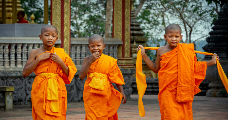 monks at a pagoda in siem reap, cambodia, photogrpaahed by siem reap photographer