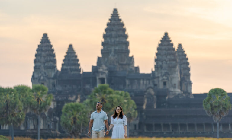 Couple at Angkor Wat on an Angkor Wat photoshoot with Siem Reap Photographer