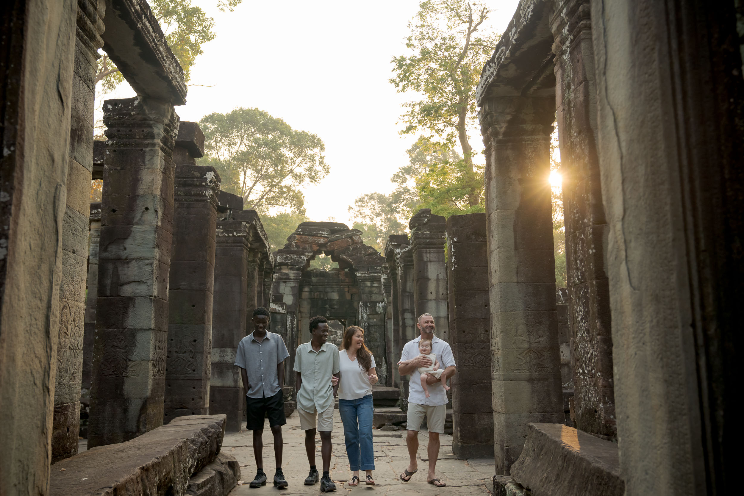 Family photoshoot at Beantey Kdei Temple, Siem Reap, Cambodia