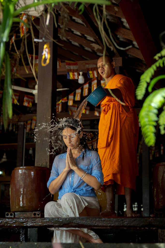 Authentic cultural photography moment during private Angkor temple photoshoot in Siem Reap