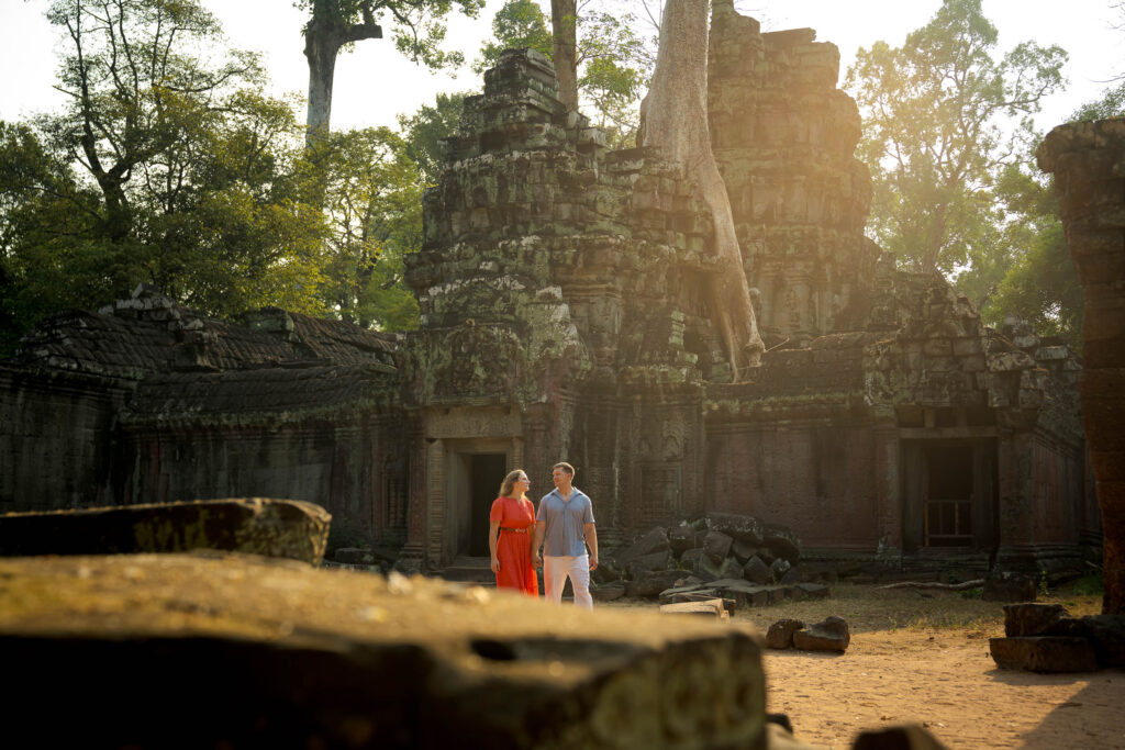 ta prohm temple couple photoshoot siem reap photographer jungle ruins
