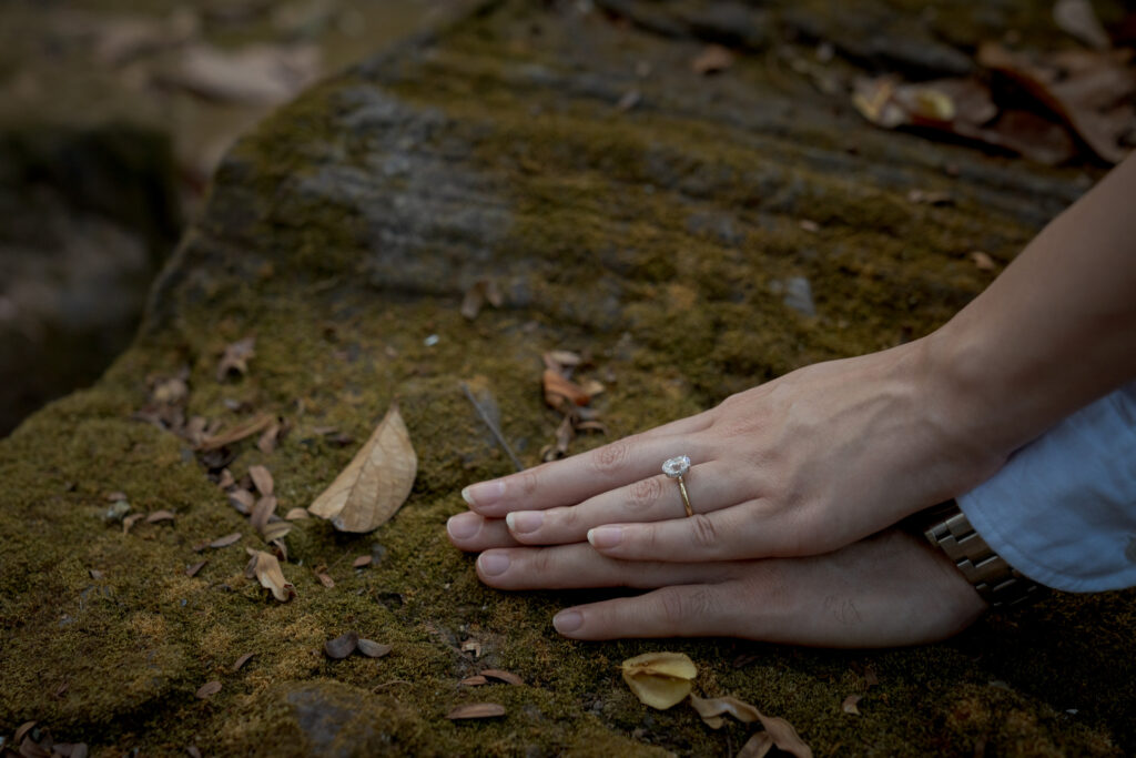 proposal ring on a new fiance at ta nei temple, angkor
